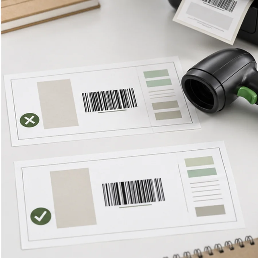 Test quiet zone and label size on real stock