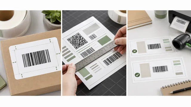 Quiet zone and label size inspection board with ruler, barcode labels, and scanner thumbnail