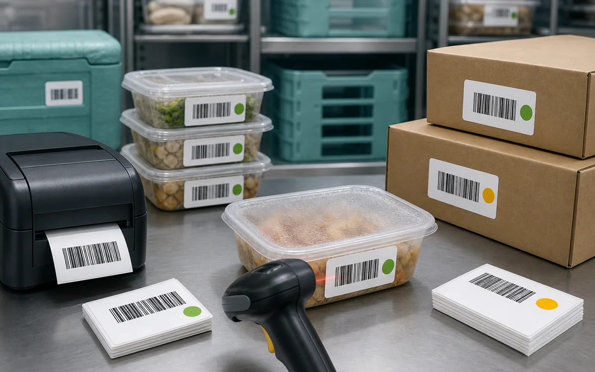 Scan-test food batch barcode labels before applying the full run