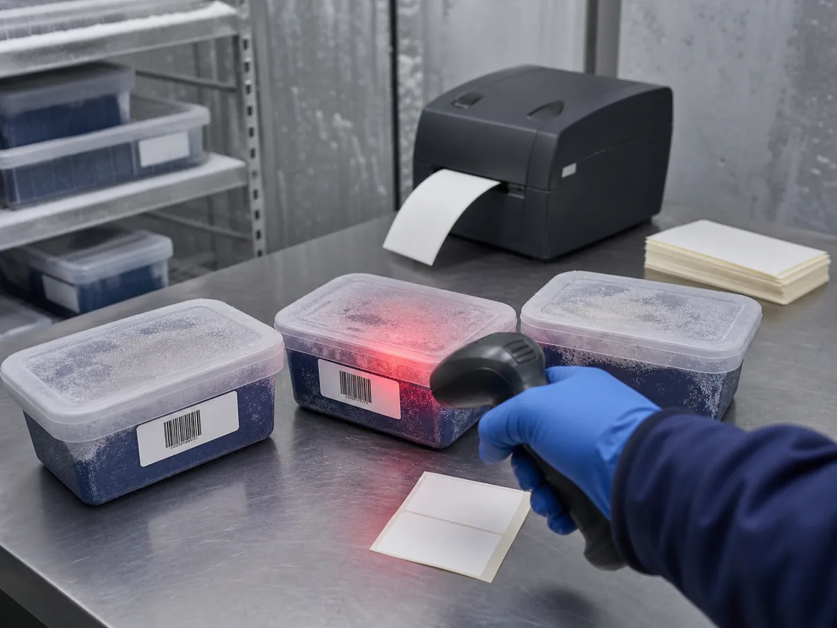 Testskanning av fryseretiketter for hele batchen