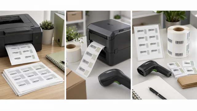 Sheet labels and thermal roll labels compared on a clean print station thumbnail